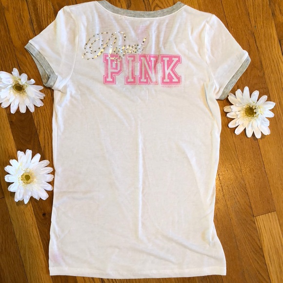 PINK Victoria's Secret Other - PINK Embellished V-neck shirt.  Large NWOT